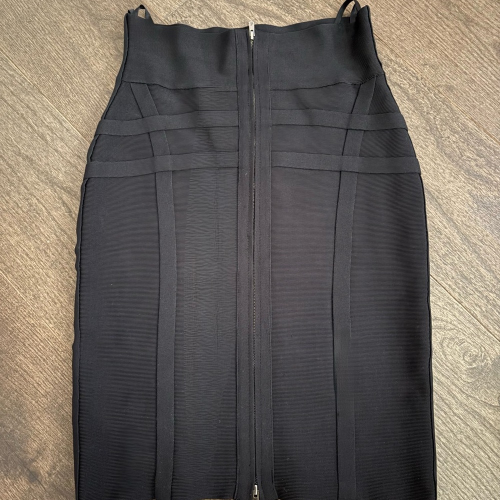 Herve Leger Black Pencil Skirt Knee-Length Workwear